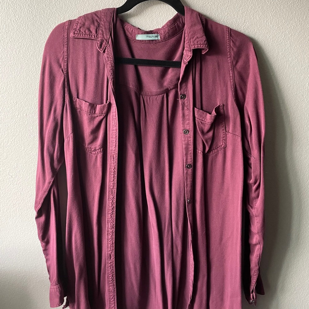 Maroon button up tunic
